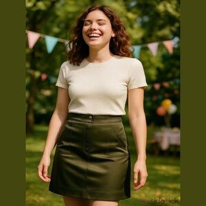 LOFT Wrap Skirt Dark‎ Olive With Pockets Resort Wear Costal New sz 2